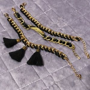Three set gold-black bracelets
